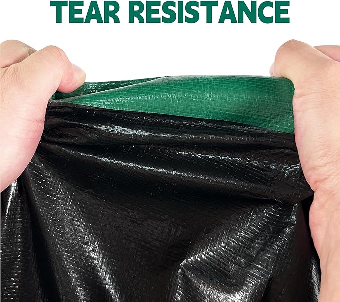 Tarp 10x15 ft Heavy Duty 100% Waterproof 10mil,UV Resistant,Durable Grommets and Reinforced Edges Green/Black Tarp for Camping, Swimming Pools,Car Coverage -by MVPNET