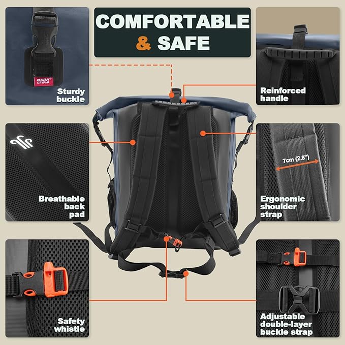 Waterproof Backpack Dry Bag 25L/35L/55L/85L – Heavy Duty Roll-Top Hiking Backpack Sack Keeps Gear Dry for Travel, Kayaking, Boating, Camping, Rafting and Fishing