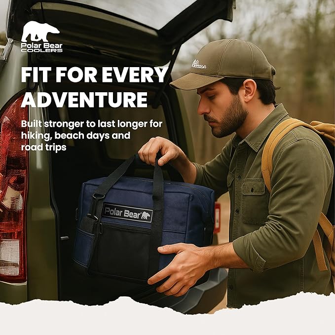 Polar Bear Coolers - Original Soft Cooler Bag - Insulated Leak Proof Beach Cooler Bag, Small Thermal Bags for Travel - Heavy Duty & Portable - Sweat Proof Picnic Carrier - Nylon