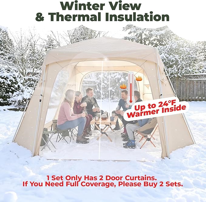 Alvantor® 12' x 12' Pop Up Gazebo, Canopy Tent All Weather & 4-Season Use, 4-Door PVC/Mesh/Polyester Curtain Addable, Top Mesh & Cover Portable Pergolas Pavilion for Patio, Backyard, Deck