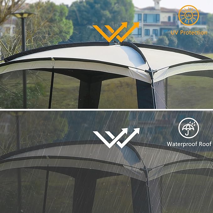 Screen House Room 11x11 Ft Mesh Net Tent Canopy Shelter Gazebo, Easy Setup & Waterproof & Sunshade, Suitable for Camping Trip, Backyard, Beach, Picnic