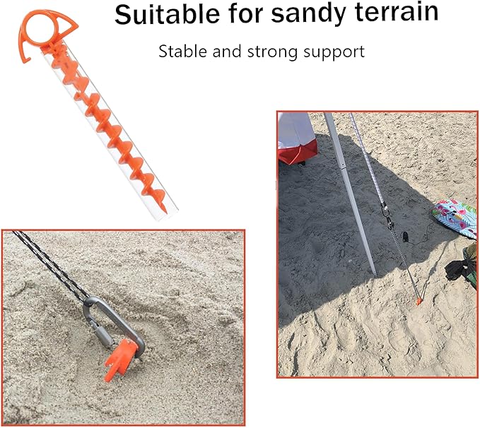 Heavy Duty Screw-in Tent Stakes Included T-Grip Tool for High Wind, Sand, Canopies and Camping 100% Recycled Ultimate Ground Anchors (Small, Single Pack, Orange,(2 Pack)