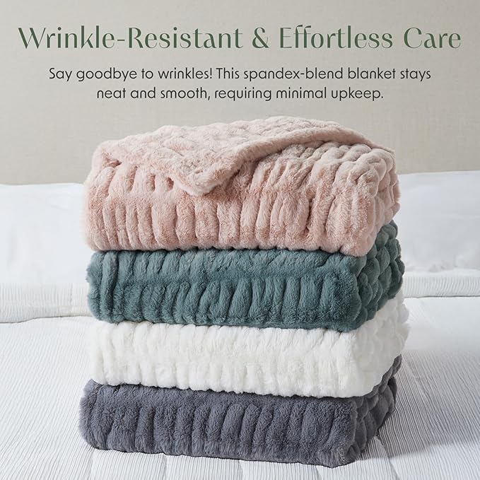 Springtree Home | Pink Micro Plush Throw Blanket for Couch | Thick Faux Fur Blanket | Pink Blanket | Warm Throw Blanket for Couch Year Round | Lily Collection