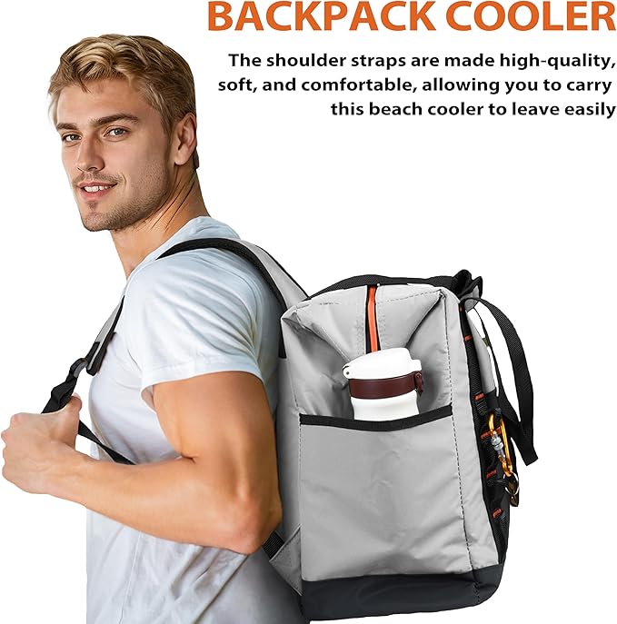 36 Cans Backpack Cooler, Leakproof Collapsible Soft Camping Insulated Cooler Bag, Waterproof Durable Cooler Backpack for Travel, Camping