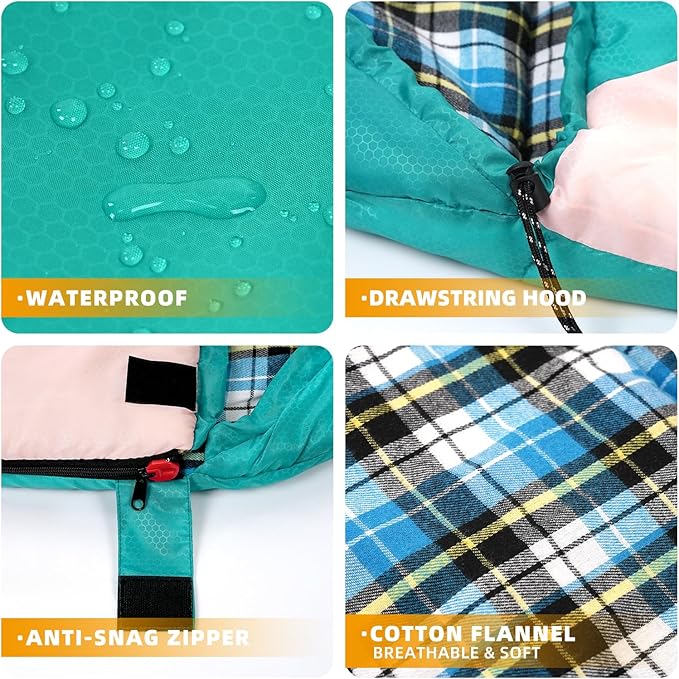 Cotton Flannel Liner Sleeping Bag for Adults Teens Kids, Cold Weather &Warm, 3 Seasons, Lightweight Compact Camping Essentials Equipment, Hiking, Outdoor, Travel