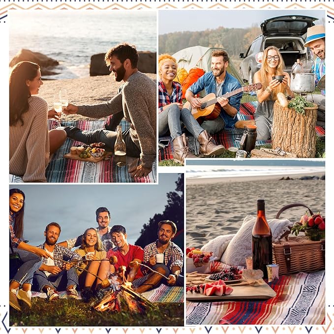 Peryiter 9 Pcs Mexican Blanket Bulk Large Yoga Blanket Striped Falsa with Fringed for Outdoor Beach Picnic Couch, 45 x 70 inch(Light Colors)