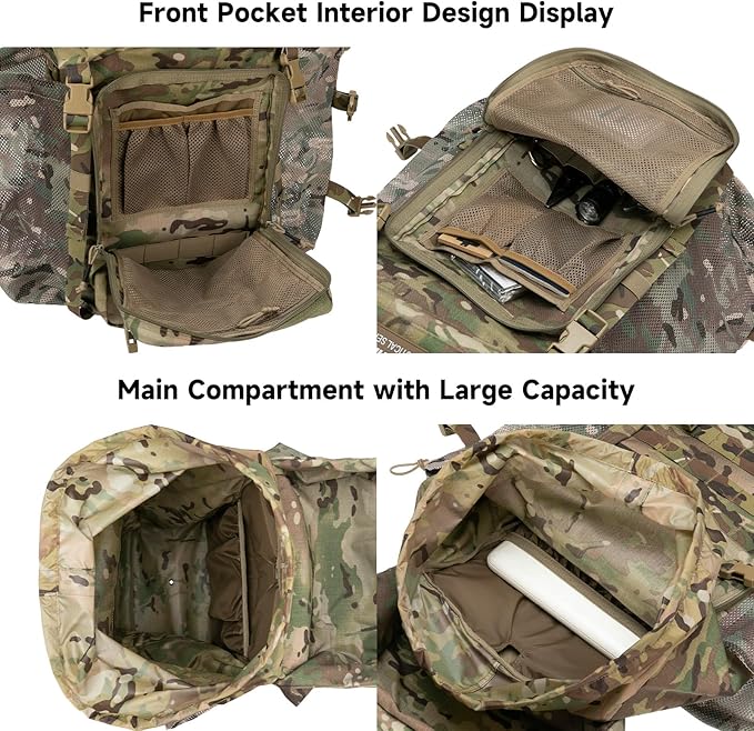 EXCELLENT ELITE SPANKER 40L Camping Hiking Backpack for Men and Women Tactical Military Backpack Large Rucksack Assault Pack Bag for Outdoor Camping, Hiking,Travel Backpacking(Multicam)