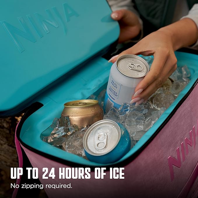 Ninja FrostVault Go Can Soft Cooler, 24/36 Can, Leak Proof, Built-In Cup Holder, 2 Ice Packs & Dry Storage Drawer, Polyester Insulation, Hiking, Camping, Picnic