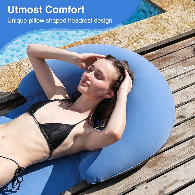 Beach mat with Inflatable Pillow, Portable mat, 70X30Inch (Blue)