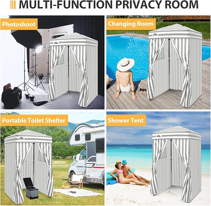 EAGLE PEAK Flex Ultra Compact 4x4 Pop-up Canopy, Sun Shelter, Changing Room, Portable Privacy Canopy Cabana for Pool, Fashion Photoshoots, or Camping, Gray/White