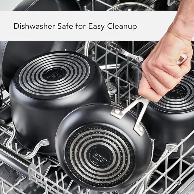 KitchenAid 80192 Hard Anodized Induction Nonstick Saucepan with Lid, 2 Quart -Matte Black