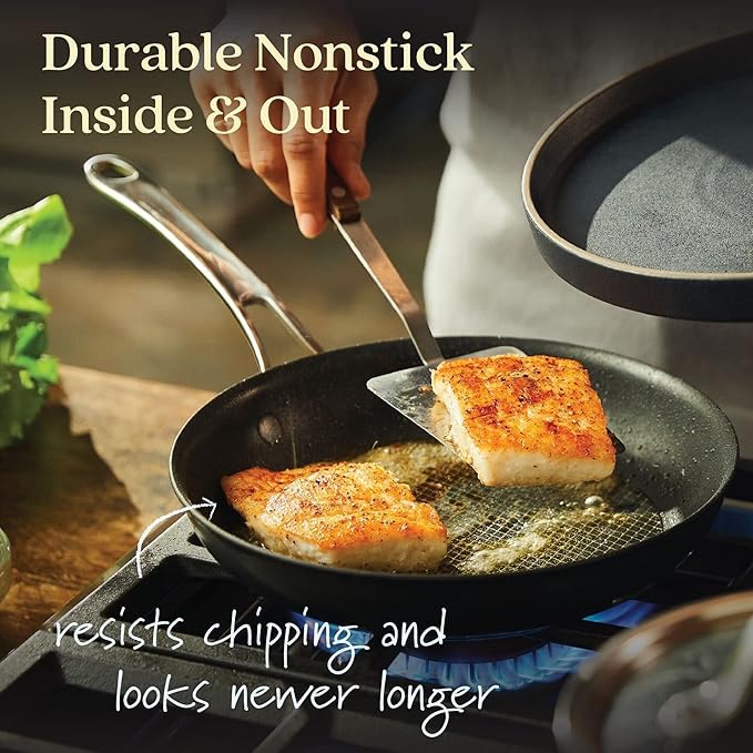 Anolon X Aluminum Nonstick Cookware Frying Pans/Skillet Set, 8.25 Inch and 10 Inch - Dark Gray