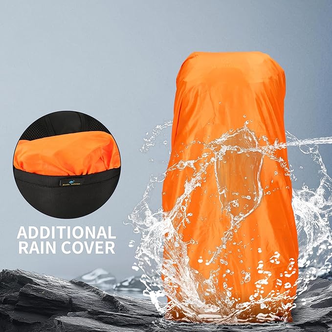 Hiking Backpack for Men and Women 70L+5L Waterproof Lightweight Camping Daypack with Rain Cover for Outdoor Travel Mountaineering - Frameless (Green)