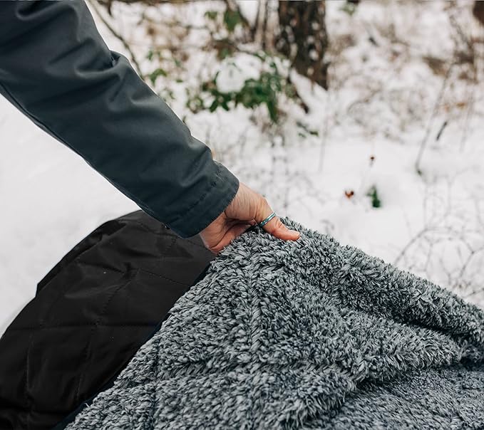 Sherpa Waterproof Outdoor Blanket. Large Sherpa Camping & Stadium Blanket for Cold Weather. Perfect for Picnic, Sports, Concerts, Outdoors, Boat. Windproof, Extra Warm, Machine Washable.