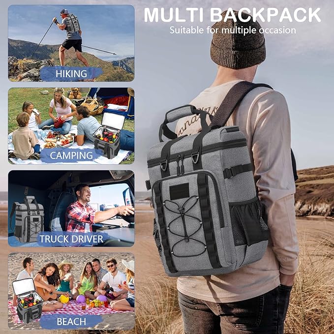 Tactical Cooler Backpack - 42 Cans Backpack Coolers Insulated Leak Proof for Men Adults, Soft Cooler Insulated Backpack for Lunch, Work, Camping, Hiking, Picnic, Beach & Travel