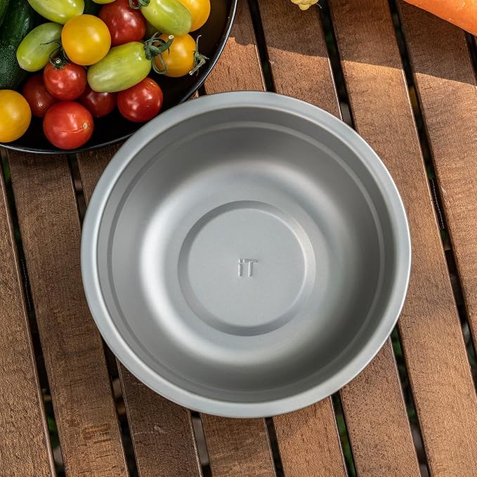 Boundless Voyage Titanium Camping Plate Bowl Set Rice Soup Salad Stackable Serving Bowls Ultralight Dinnerware Set Dishwasher Safe 750ml ti1145T