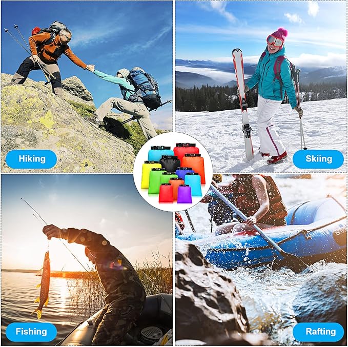 Shappy Waterproof Dry Bag Set 6 Sizes Lightweight Sacks and Long Adjustable Shoulder Strap Outdoor Water Proof Keep Gear Dry Bag Stuff Sacks for Backpacking, Boating, Hiking, Camping