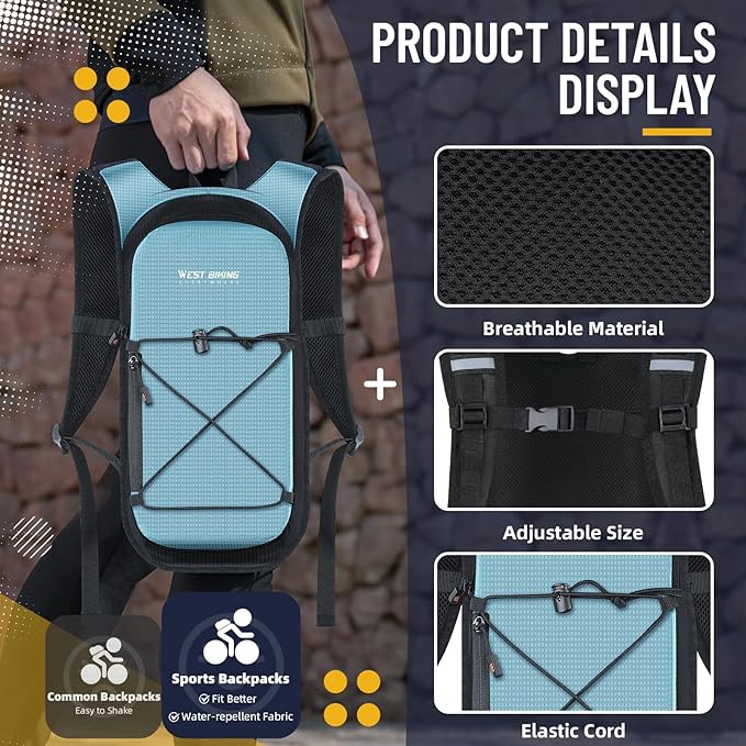 Hydration Backpack with 2L TPU Water Bladder, Lightweight Hiking Water Backpack, Running Hydration Pack for Cycling Climbing Camping Rave, Hydropack for Men Women