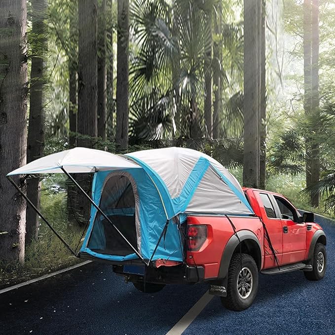 Truck Tent, Pickup Truck Tent with Awning for 5.5-6.7ft, Truck Bed Tent (190+120) x 155 x 165 CM - Waterproof Double Layer 210D Sleeping Tent with Removable Rainfly and Camping Carry Bag