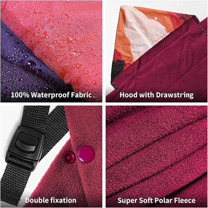 Waterproof Stadium Blanket, Soft Warm Fleece Camping Blanket Wearable Camp Blanket for Outdoor Camping, Picnic, Stadium, Sports, Beach, Car