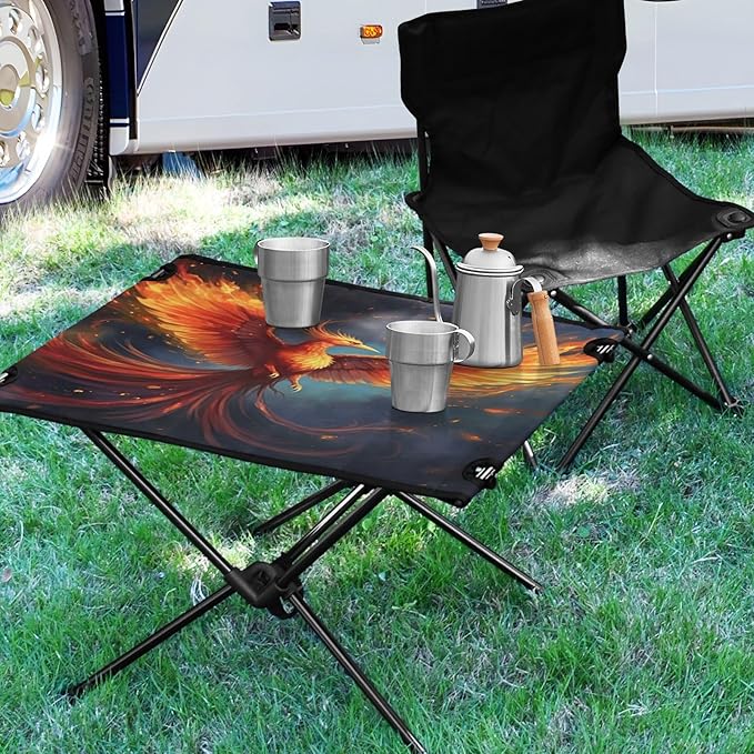Fire Phoenix Portable Folding Camping Table, Compact Lightweight Beach Table with Carrying Bag for Outdoor Picnics, BBQs, Camp