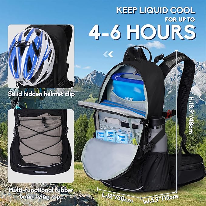 N NEVO RHINO Hydration Backpack with Water Bladder 3L, Hiking Backpack with Rain Cover, Insulation Water Daypack for Cycling Biking