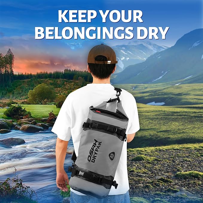 25L Waterproof Dry Bag - Motorcycle Luggage Tail Bag with Straps for Back Seat, Roll Top Lightweight Waterproof Backpack Sack for Travel, Swimming, Boating, Kayaking, Camping and Beach