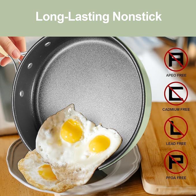 Odoland 15pcs Camping Cookware Mess Kit, Non-Stick Lightweight Pot Pan Kettle Set with Stainless Steel Cups Plates Forks Knives Spoons for Camping, Backpacking, Outdoor Cooking and Picnic