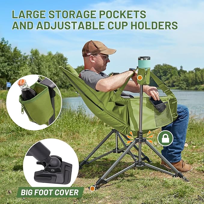 TIMBER RIDGE Hammock Camping Chair, Oversized Swinging Chair with Adjustable Back and Seat Height, Portable Folding Rocking Camping Chair for Outdoor Lawn, Backyard and Patio, Supports 400lbs