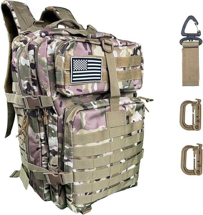 50L Large Military Tactical Backpack Molle Army Assault Pack for Travel Camping Hiking Fishing Backpack for men (Comouflage)