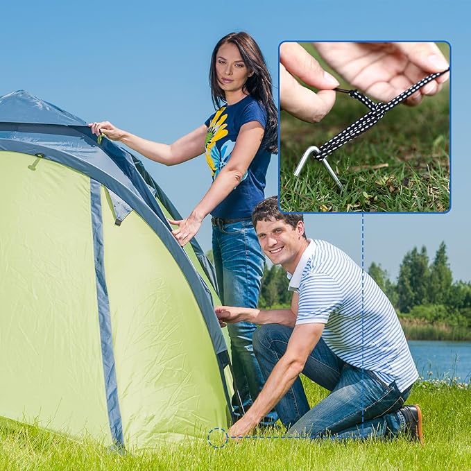 LEIFIDE 150 Pack Tent Stakes 9'' Heavy Duty Metal Stakes for Inflatable Ground Stakes Galvanized Garden Edging Fence Lawn Hooks Yard Camping Stake Outdoor Christmas Decorations