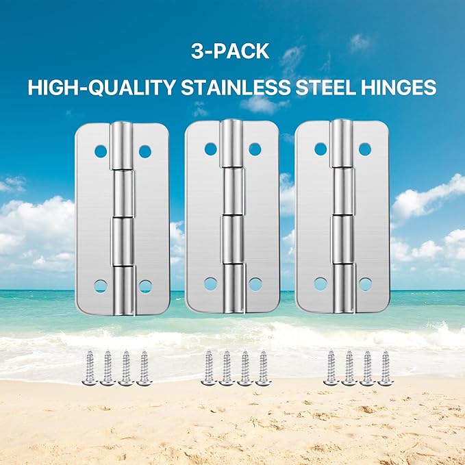 LBB-Parts Cooler Hinges for Igloo Ice Chests, Stainless Steel Replacement Hinges with Screws, Fits Igloo Rectangular Coolers 25-165 Qt, Replaces Part #24005