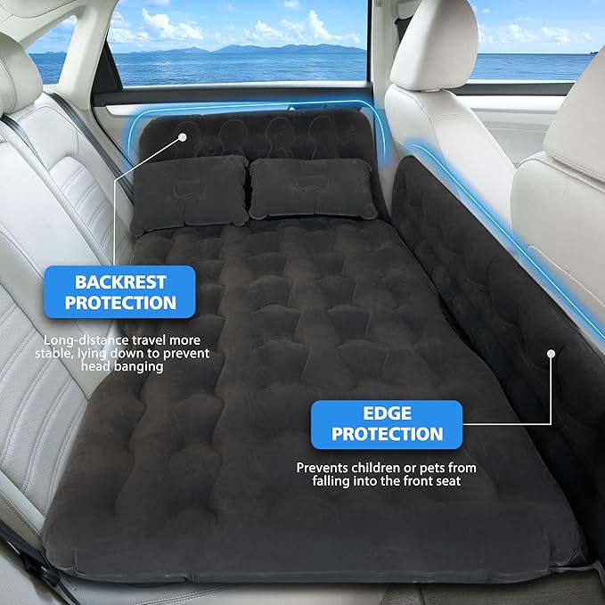 SUV Air Mattress Car Camping Bed - Inflatable Thickened and Double Car Air Mattress Bed with Air Pump Portable Foldable for Home Car Travel Camping