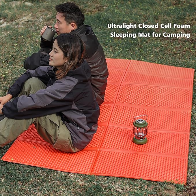 Camping Foam Sleeping Pad Lightweight Closed Cell Folding Camping Mat Moisture-Proof Camping Mattress Portable for Outdoor Hiking Mountaineering Blue