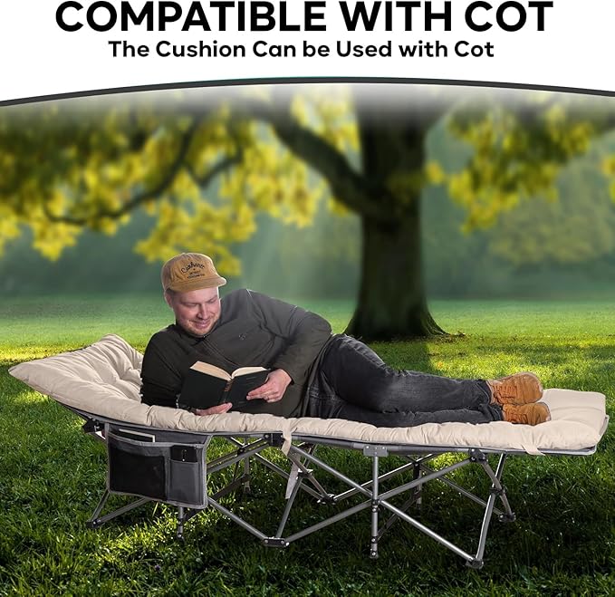 Zone Tech Camping Cot Mattress Pad Premium Quality Outdoor Comfortable Thicker Cotton Sleeping Cot Lightweight Waterproof Bottom Pad Mattress for Adult, Kid