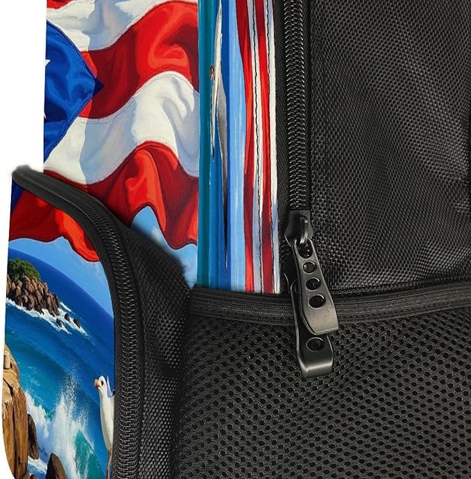 Daypack Polyester Anti-Theft Multipurpose Puerto Rico Flag Bookbag Big Capacity Gym Outdoor Hiking Backpack With Adjustable Shoulder Straps