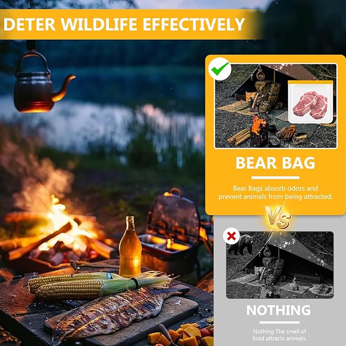 10 Pack Bear Canister for Backpacking, Reusable Odor Proof Bear Bags Waterproof to Use with Bear Canister for Backpacking fit Camping Hiking Home Organization Water Sports