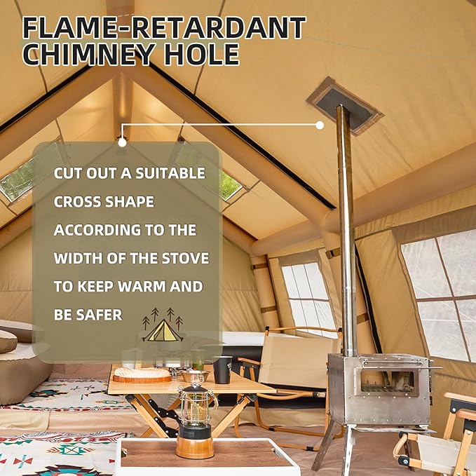 EROMMY 4/6/8/12 Person Inflatable Tent with Skylight, 4 Season Blow Up Tents with Hand Pump for Outdoor Camping & Hiking, Easy Set-up Windproof Sunproof Waterproof