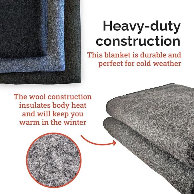 EPG Extra Large Wool Blanket with Zippered Bag | Warm, Comfortable, Stylish, Military | XL Queen/King - 72 x 92 in, 80% Wool, 5.35 lbs | Camping, Outdoor, Bedding, Emergency, Survival, Cabin, RV
