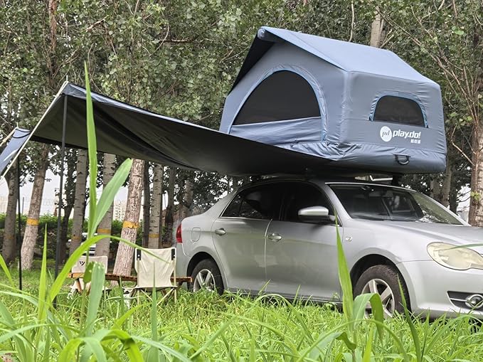 UNISTRENGH 2 Person Inflatable Car Rooftop Tent Easy Set-up Large Outdoor Glamping Camping Tent for SUV,Truck and Universal Auto Self-Driving Touring
