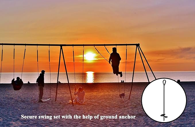 Ground Anchor Heavy Duty (2 Pack), 40 Inches in Length and 0.4 MM Thick in Diameter, Ideal for Securing Animals, Tents, Canopies, Sheds, Car Ports, Swing Sets