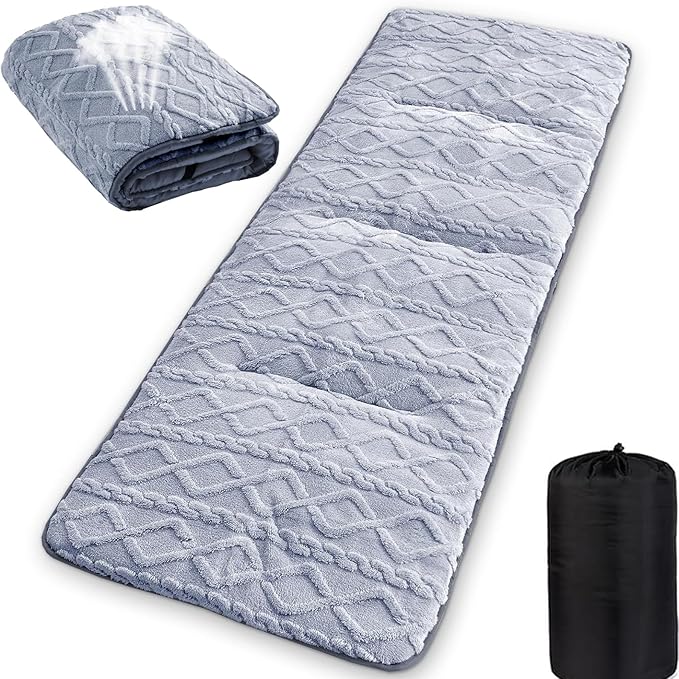 Folding Camping Cot Pad - Portable & Comfortable Outdoor Sleeping Mat with Elastic Strap, Lightweight Waterproof Bottom Mattress Pad