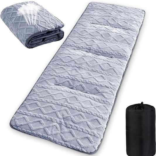 Folding Camping Cot Pad - Portable & Comfortable Outdoor Sleeping Mat with Elastic Strap, Lightweight Waterproof Bottom Mattress Pad
