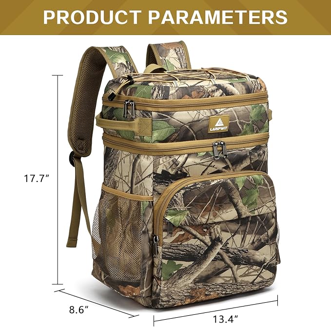Laripwit 54/40 Cans Backpack Cooler Insulated Leak-Proof Large Cooler Backpack Double Deck Lunch Backpack for Men Women - Perfect Soft Cooler Bag for Tactical, Camping, Picnic, Beach, Hiking