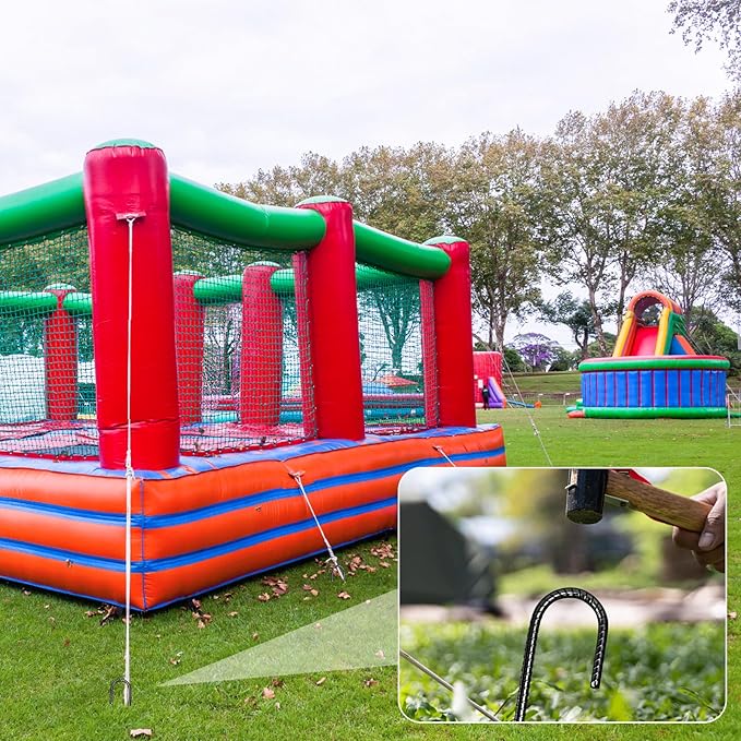 Rebar Stakes, Heavy Duty Metal J Hook Garden Ground Stakes for Camping Tent Canopy (J Shape-Black, J-12 x5/16-6pcs)