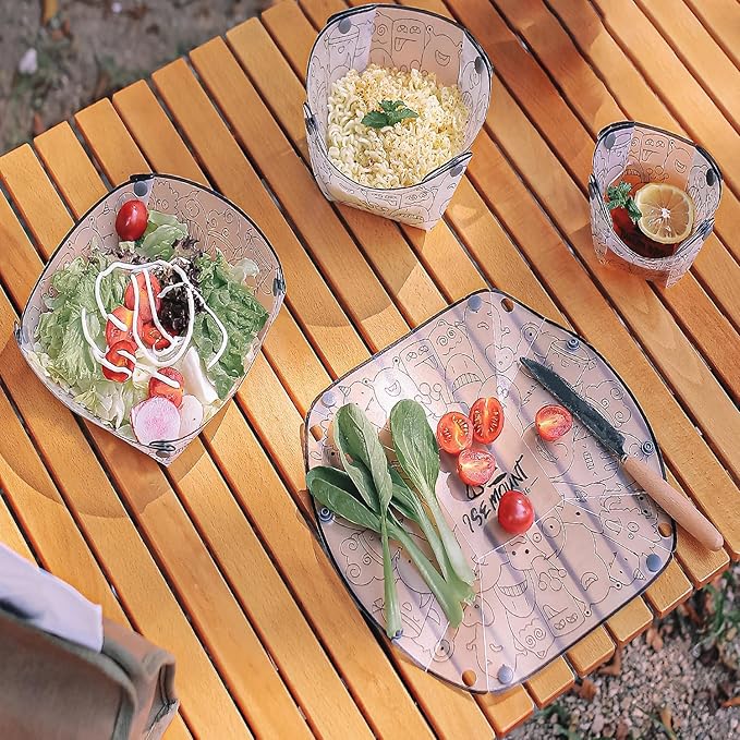 Collapsible Bowl Plate Set, Portable Camping Tableware, Food Grade Material Free Folding Plate for Outdoor Games, Family Gatherings, Business Trips