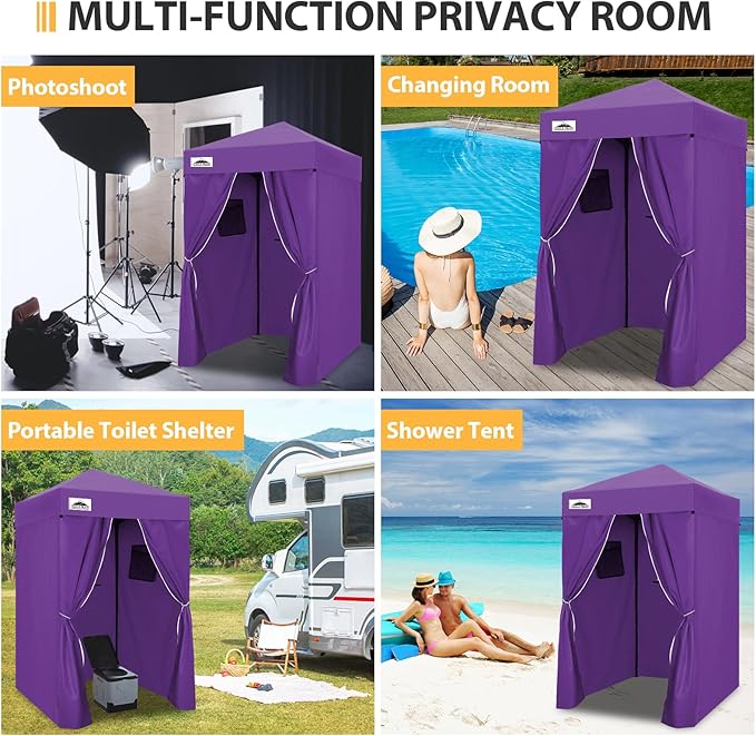 EAGLE PEAK Flex Compact 4x4 Pop-up Canopy Changing Room, Portable Dressing Room, Privacy Changing Tent for Indoor Fashion Photoshoots, Camping, or Pool, Purple
