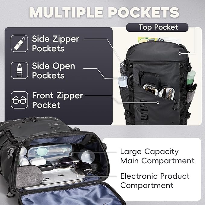 Backpack Cooler with Lunch Compartment, Heavy Duty Insulated Backpacks for Men Work, 35L Travel Backpacking -17 inch Laptop Bag Carry On Back packs for Airplane, Black