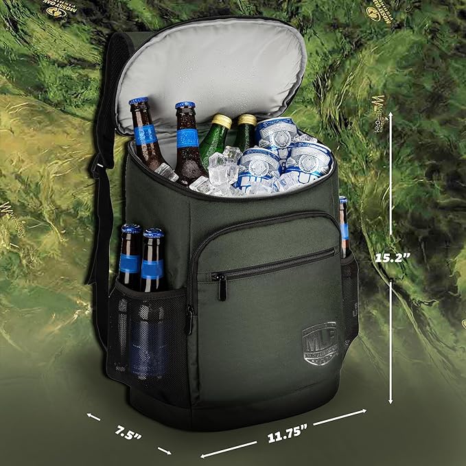 Mossy Oak MLF Fishing Cooler Backpack - Major League Insulated Leak Proof Beverage Coolers Bag