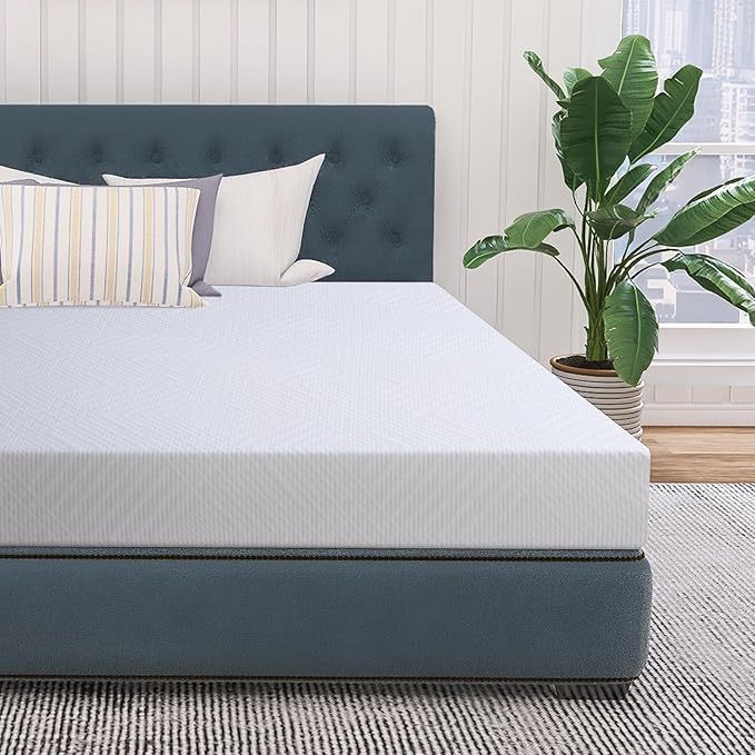 Full Size Memory Foam Mattress 8 Inch with Tencel Cover, Premium Cooling Green Tea/Gel Medium Firm Bed-Mattress in a Box, Pressure Relief Comfort, Made in USA, CertiPUR-US 75'' x 54''